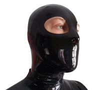 WBAODAN Sexy Latex Hood Mask Back Zipper Handmade for Cosplay Club Wear Party Costume Unisex Rubber Head Cover(Size:XS-48.5CM)