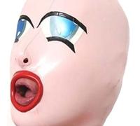 WBAODAN Sexy Latex Hood Painted Face Latex Mask with Zipper Suitable for Role Playing Handmade with Breathing Port(Size:S-63CM)