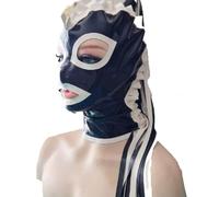 WBAODAN Sexy Maid Latex Mask White Studded Ponytail Adult Rubber Mask for Halloween Role Play Costumes Reveal Eyes(Size:XXL-73CM)