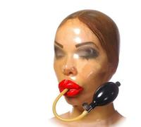 WBAODAN Suffocation Mask Yellow Latex Hood Latex Mask with Back Zipper Suitable for Role Playing Cosplay Costumes(Size:XXL-73CM)