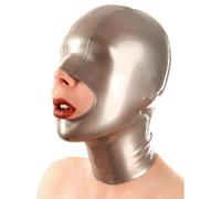 WBAODAN White Latex Hood Rubber Mask Sexy Hood Face Mask with Flared Nostrils for Halloween Cosplay Party(Size:M-57)