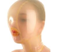 WBAODAN Yellow Latex Mask Adult Sexy Head Cover with Breathing Port for Role Playing Halloween Party Costume(Size:M-65CM)