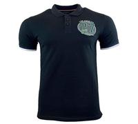 WBASIC Mens Losangeles Twenty Seven Embriodered Three Button Short Sleeve Polo Shirt (UK, Alpha, XXL, Regular, Regular, Black)