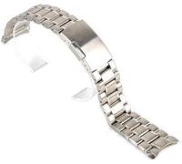 WBASOZMO 18/20/22/24mm Curved End Watch Band Unisex Stainless Steel Metal Wristwatch Strap Double Fold Deployment Clasp Bracelet Watch Strap(Silver,18mm)