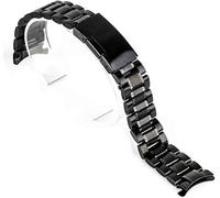 WBASOZMO 18/20/22/24mm Curved End Watch Band Unisex Stainless Steel Metal Wristwatch Strap Double Fold Deployment Clasp Bracelet Watch Strap(Schwarz,18mm)