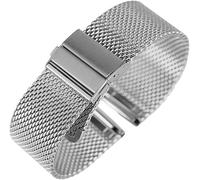 WBASOZMO Black/Silver/Rose Golden 18mm/20mm/22mm Watch Band Mesh Stainless Steel Strap Fold Over Clasp Watches Replacement Bracelet Watch Strap(22mm,Schwarz)