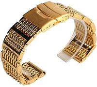 WBASOZMO Stainless Steel Watch Bands 20/22/24mm Silver/Black/Gold Folding Clasp Watch Straps+2 Spring Bars Watch Strap(Gold,20mm)