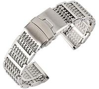 WBASOZMO Stainless Steel Watch Bands 20/22/24mm Silver/Black/Gold Folding Clasp Watch Straps+2 Spring Bars Watch Strap(Silver,24mm)