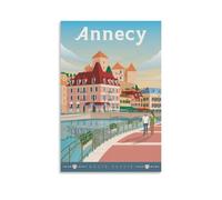 WBBART Annecy France Haute-Savoie Vintage Travel Poster Canvas Art Picture Wall Decor Art Painting Posters Modern Family Decorative Posters 12x18inch(30x45cm)
