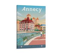WBBART Annecy France Haute-Savoie Vintage Travel Poster Canvas Art Picture Wall Decor Art Painting Posters Modern Family Decorative Posters 12x18inch(30x45cm)