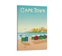 WBBART Cape Town South Africa Beach Vintage Travel Poster Canvas Art Picture Wall Decor Art Painting Posters Modern Family Decorative Posters 24x36inch(60x90cm)