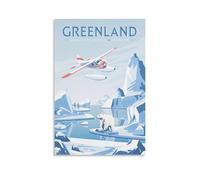 WBBART Greenland Denmark Polar Bear Vintage Travel Poster Canvas Art Picture Wall Decor Art Painting Posters Modern Family Decorative Posters 16x24inch(40x60cm)
