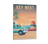WBBART Key West Florida Skyline Vintage Travel Poster Canvas Art Picture Wall Decor Art Painting Posters Modern Family Decorative Posters 24x36inch(60x90cm)