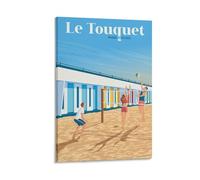 WBBART Le Touquet Paris Beach France Vintage Travel Poster Canvas Art Picture Wall Decor Art Painting Posters Modern Family Decorative Posters 16x24inch(40x60cm)