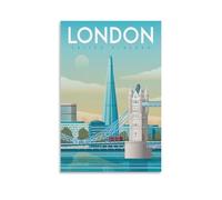 WBBART London UK Skyline Vintage Travel Poster Canvas Art Picture Wall Decor Art Painting Posters Modern Family Decorative Posters 24x36inch(60x90cm)