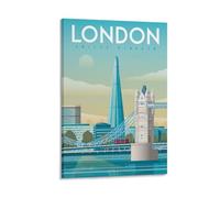 WBBART London UK Skyline Vintage Travel Poster Canvas Art Picture Wall Decor Art Painting Posters Modern Family Decorative Posters 16x24inch(40x60cm)