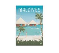 WBBART Maldives South Asia Vintage Travel Poster Canvas Art Picture Wall Decor Art Painting Posters Modern Family Decorative Posters 08x12inch(20x30cm)
