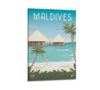 WBBART Maldives South Asia Vintage Travel Poster Canvas Art Picture Wall Decor Art Painting Posters Modern Family Decorative Posters 08x12inch(20x30cm)