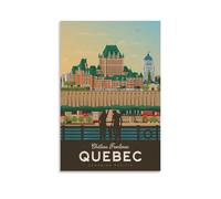 WBBART Quebec City Canada Vintage Travel Poster Canvas Art Picture Wall Decor Art Painting Posters Modern Family Decorative Posters 20x30inch(50x75cm)