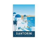 WBBART Santorini Greek Islands Vintage Travel Poster Canvas Art Picture Wall Decor Art Painting Posters Modern Family Decorative Posters 16x24inch(40x60cm)