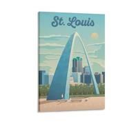WBBART St. Louis Gateway Arch Vintage Travel Poster Canvas Art Picture Wall Decor Art Painting Posters Modern Family Decorative Posters 20x30inch(50x75cm)