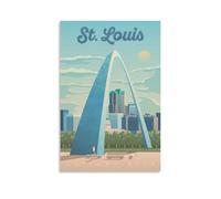 WBBART St. Louis Gateway Arch Vintage Travel Poster Canvas Art Picture Wall Decor Art Painting Posters Modern Family Decorative Posters 08x12inch(20x30cm)