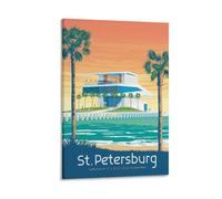 WBBART St. Petersburg Pier Florida Vintage Travel Poster Canvas Art Picture Wall Decor Art Painting Posters Modern Family Decorative Posters 24x36inch(60x90cm)