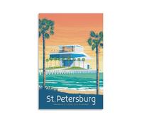 WBBART St. Petersburg Pier Florida Vintage Travel Poster Canvas Art Picture Wall Decor Art Painting Posters Modern Family Decorative Posters 12x18inch(30x45cm)