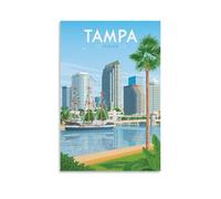 WBBART Tampa Florida Skyline Vintage Travel Poster Canvas Art Picture Wall Decor Art Painting Posters Modern Family Decorative Posters 08x12inch(20x30cm)