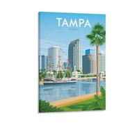 WBBART Tampa Florida Skyline Vintage Travel Poster Canvas Art Picture Wall Decor Art Painting Posters Modern Family Decorative Posters 08x12inch(20x30cm)
