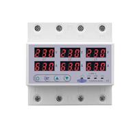 WBBAYDRFR 3 Phase 3P+N Din Rail Voltmeter Ammeter Adjustable Over Under Voltage Current Limit Protection Monitor Relay Protector Safe(63A With N 3X120V)