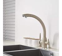 WBBAYDRFR Beige 360 Degree Rotation Brass Drinking Filtered Water Kitchen Faucet Sink Tap Hot Cold Mixer(Beige)