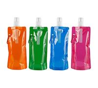 WBCBEC 4 Pieces Collapsible Water Bottle Reusable Drinking Water Bottle with Clip for Biking, Hiking Travel, Outdoor Activities, 4 Colors