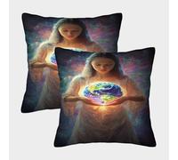 WBCFGHJKN 2 Pack Square Pillow Covers 3D Printed Celestial Earth Keeper Super Soft Accent Pillow Case for Sofa Chair Bedroom Decor 40x40cm