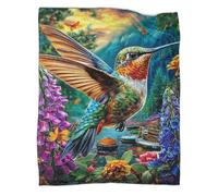 WBCFGHJKN 3D Hummingbird Pattern Throw Blanket, Soft Flannel Fleece Blanket, Warm Cozy Lightweight Plush Throw for Couch Sofa Bed Travelling Outdoor