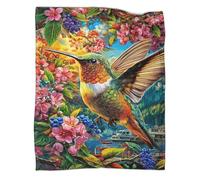 WBCFGHJKN 3D Hummingbird Pattern Throw Blanket, Soft Flannel Fleece Blanket, Warm Cozy Lightweight Plush Throw for Couch Sofa Bed Travelling Outdoor
