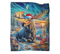 WBCFGHJKN 3D Moose Pattern Throw Blanket, Soft Flannel Fleece Blanket, Warm Cozy Lightweight Plush Throw for Couch Sofa Bed Travelling Outdoor
