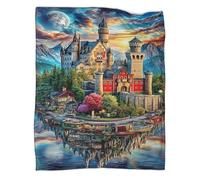 WBCFGHJKN 3D Neuschwanstein Castle Pattern Throw Blanket, Soft Flannel Fleece Blanket, Warm Cozy Lightweight Plush Throw for Couch Sofa Bed Travelling Outdoor