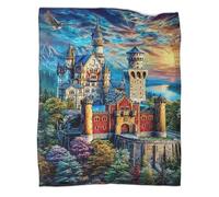 WBCFGHJKN 3D Neuschwanstein Castle Pattern Throw Blanket, Soft Flannel Fleece Blanket, Warm Cozy Lightweight Plush Throw for Couch Sofa Bed Travelling Outdoor
