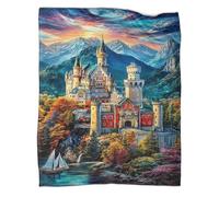 WBCFGHJKN 3D Neuschwanstein Castle Pattern Throw Blanket, Soft Flannel Fleece Blanket, Warm Cozy Lightweight Plush Throw for Couch Sofa Bed Travelling Outdoor