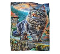 WBCFGHJKN 3D Norwegian Forest Cat Pattern Throw Blanket, Soft Flannel Fleece Blanket, Warm Cozy Lightweight Plush Throw for Couch Sofa Bed Travelling Outdoor