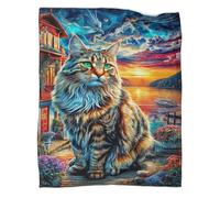 WBCFGHJKN 3D Norwegian Forest Cat Pattern Throw Blanket, Soft Flannel Fleece Blanket, Warm Cozy Lightweight Plush Throw for Couch Sofa Bed Travelling Outdoor