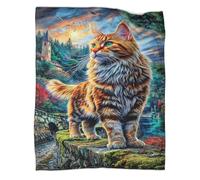 WBCFGHJKN 3D Norwegian Forest Cat Pattern Throw Blanket, Soft Flannel Fleece Blanket, Warm Cozy Lightweight Plush Throw for Couch Sofa Bed Travelling Outdoor