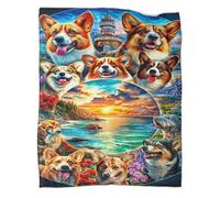 WBCFGHJKN 3D Pembroke Welsh Corgi Pattern Throw Blanket, Soft Flannel Fleece Blanket, Warm Cozy Lightweight Plush Throw for Couch Sofa Bed Travelling Outdoor
