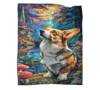 WBCFGHJKN 3D Pembroke Welsh Corgi Pattern Throw Blanket, Soft Flannel Fleece Blanket, Warm Cozy Lightweight Plush Throw for Couch Sofa Bed Travelling Outdoor
