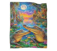 WBCFGHJKN 3D Printed Crocodile Pattern Throw Blanket, Soft Plush Fleece Blanket, Warm Cosy Flannel Throw for Sofa Bed Couch Living Room Bedroom 50x60inch(127x152cm)