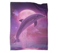 WBCFGHJKN 3D Printed Dolphin Pattern Throw Blanket, Soft Plush Fleece Blanket, Warm Cosy Flannel Throw for Sofa Bed Couch Living Room Bedroom 40x50inch(100x130cm)