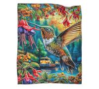 WBCFGHJKN 3D Printed Hummingbird Pattern Throw Blanket, Soft Plush Fleece Blanket, Warm Cosy Flannel Throw for Sofa Bed Couch Living Room Bedroom 50x60inch(127x152cm)