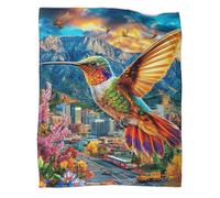 WBCFGHJKN 3D Printed Hummingbird Pattern Throw Blanket, Soft Plush Fleece Blanket, Warm Cosy Flannel Throw for Sofa Bed Couch Living Room Bedroom 40x50inch(100x130cm)