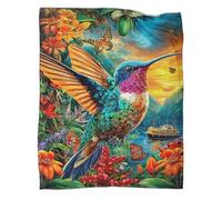 WBCFGHJKN 3D Printed Hummingbird Pattern Throw Blanket, Soft Plush Fleece Blanket, Warm Cosy Flannel Throw for Sofa Bed Couch Living Room Bedroom 60x80inch(150x200cm)